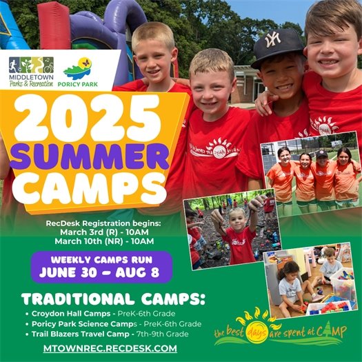 Middletown Parks & Recreation 2025 Summer Camps