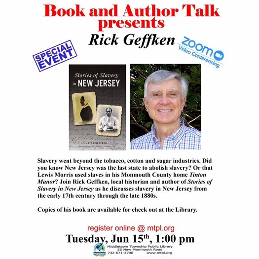 MTPL Stories of Slavery Tuesday, June 15 at 1 PM