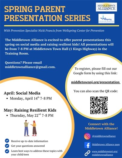 Middletown Alliance Spring Parent Presentation Series