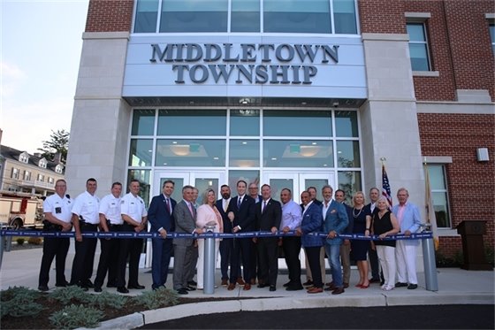 Group photo of Township Committee and elected officials at ribbon cutting
