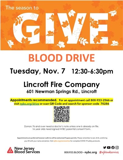 Lincroft Fire Company Blood Drive
