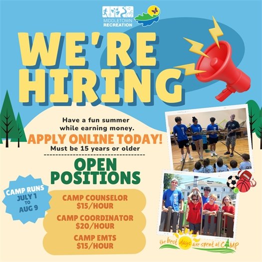 Middletown Recreation is hiring for summer camp 2024