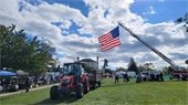 Tractor with American flag