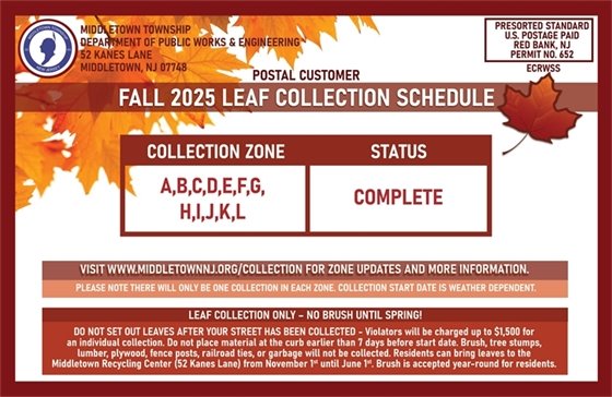 Fall 2025 Leaf Collection Schedule Update