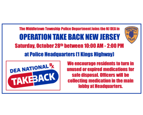 MTPD will be participating in Operation Take Back on Sat., 10/28 from 10 AM - 2 PM.