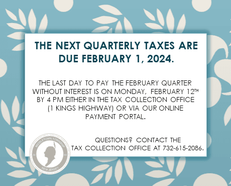 The next quarterly taxes are due Thursday, 2/1.