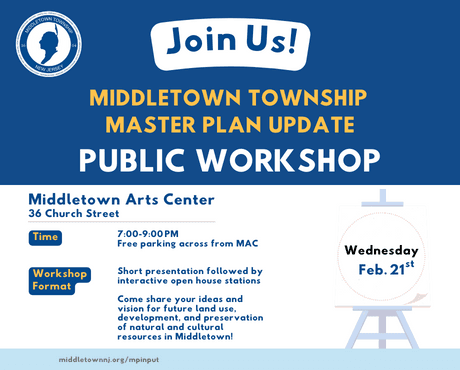 Master Plan Public Workshop: Wednesday, 2/21 at 7 PM at the MAC