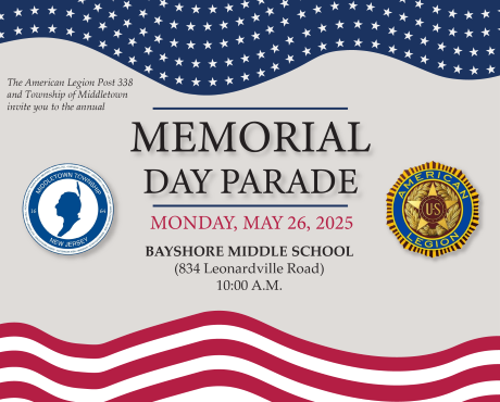 Memorial Day Parade 2024: Monday, 5/27 at 10 AM at Bayshore Middle School