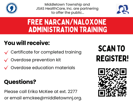 Free Narcan/Naloxone Administration Training: Thursday, 7/17 from 5-6 PM