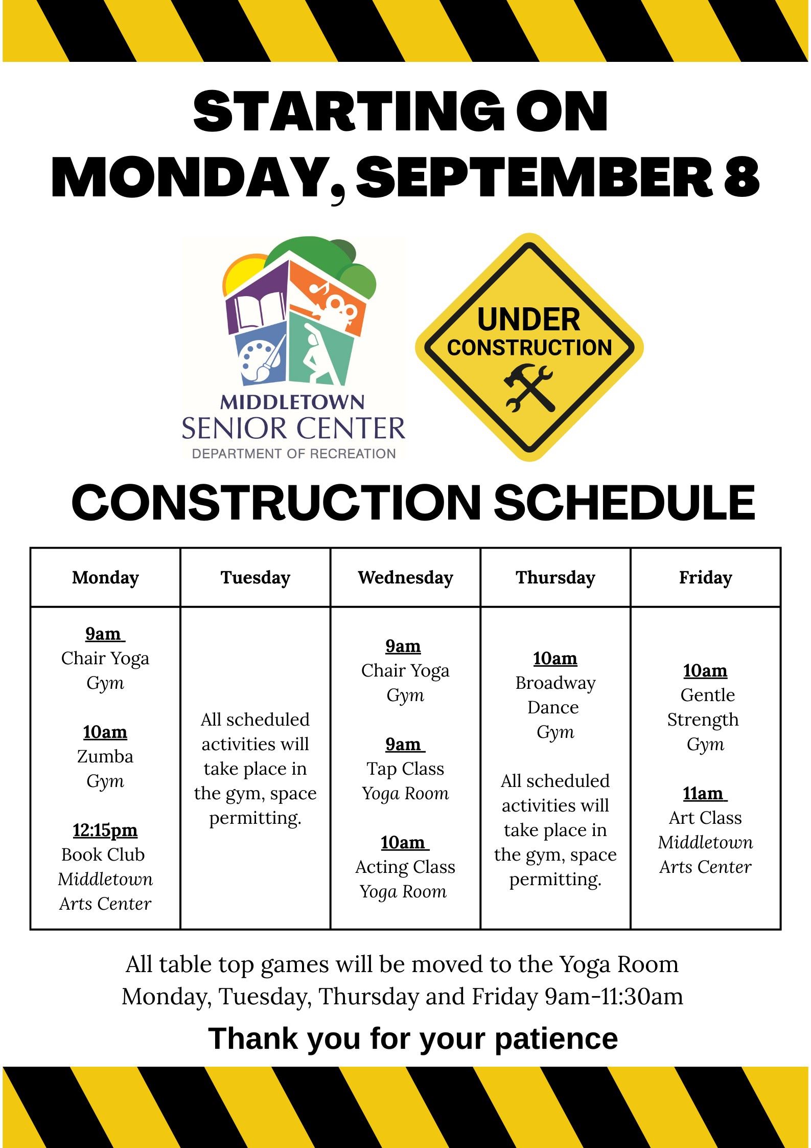 construction schedule