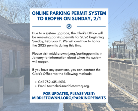 The Clerk’s Office will be renewing parking permits for 2026 beginning Sunday, 2/1.