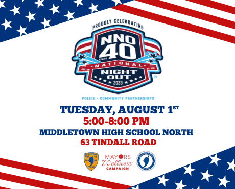 MTPD's National Night Out is on Tues., 8/1 from 5-8 PM at Middletown High School North