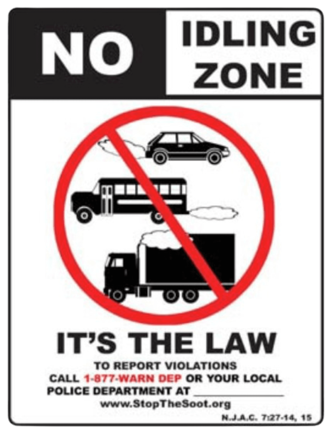 No Idling Zone Sign